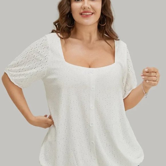 BloomChic square neck eyelet top - Picture 1 of 3